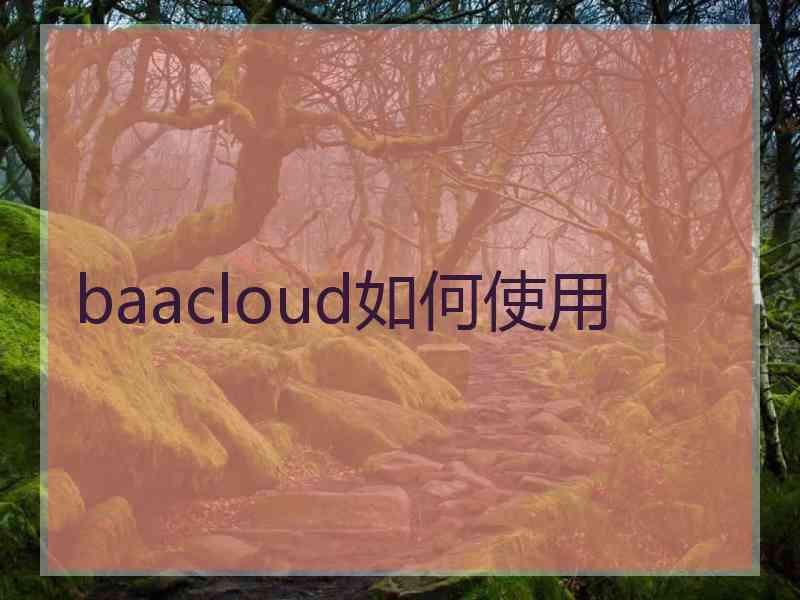 baacloud如何使用